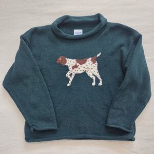 Bailey Boys Green Sweater with Hunting Pointer Dog Beagle Kids 4t Knit